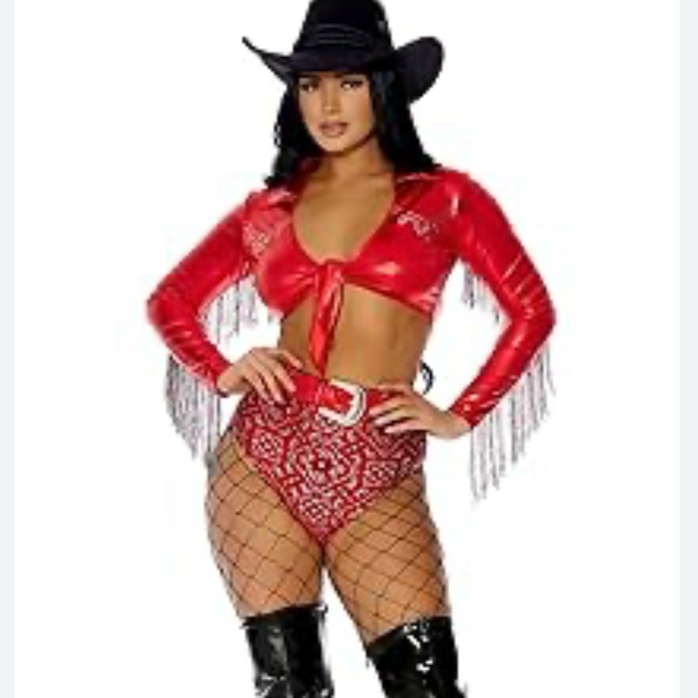 Women’s Rodeo Fever Sexy Fashion Nova Red Fringe Cowgirl Set Size XS/Small